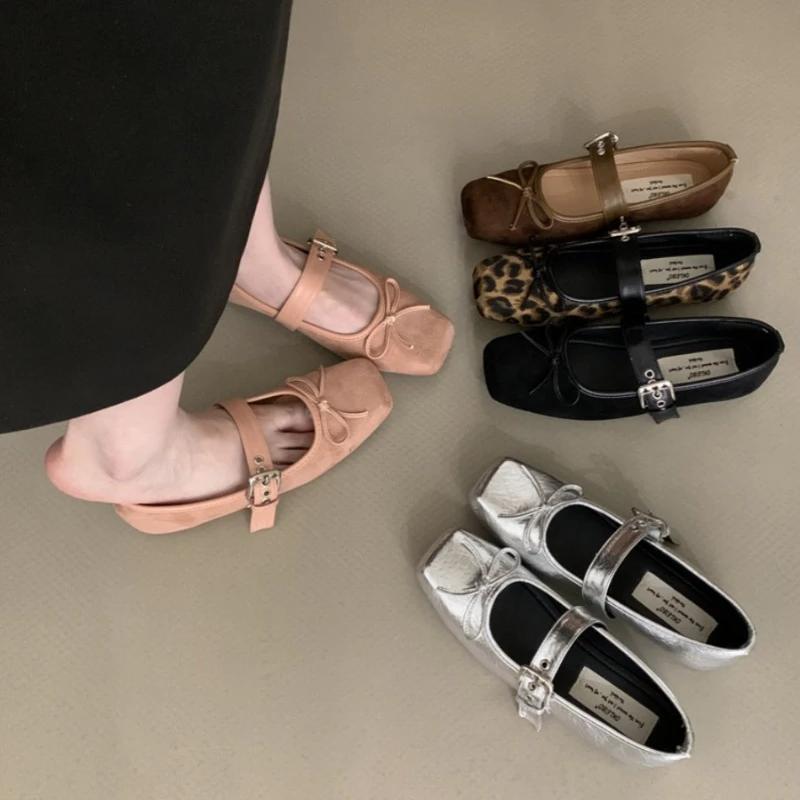 2025 New Fashion Women's Flat Shoes Round Toe Leopard Print Casual Shoes Ladies Breathable Slip-on Outdoor Soft Mary Jane Shoes