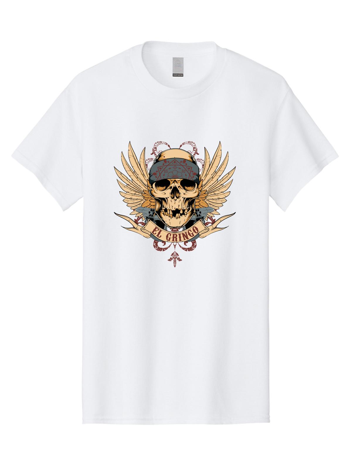 

El Gringo Skull Mens Graphic Tee, 100% Cotton, Casual Summer Wear S разноцветный