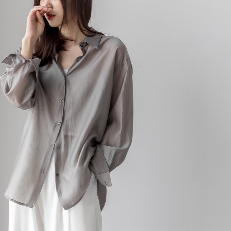 

Women s 2025 Summer Tencel Long Sleeve Sun Protection Commuter Shirt Medium білий