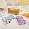 1pc Cosmetic Bag with Embossed Letter Design Makeup Organizer Pouch, Durable Travel Toiletry Bag for Women, Makeup Storage with Zipper Closure