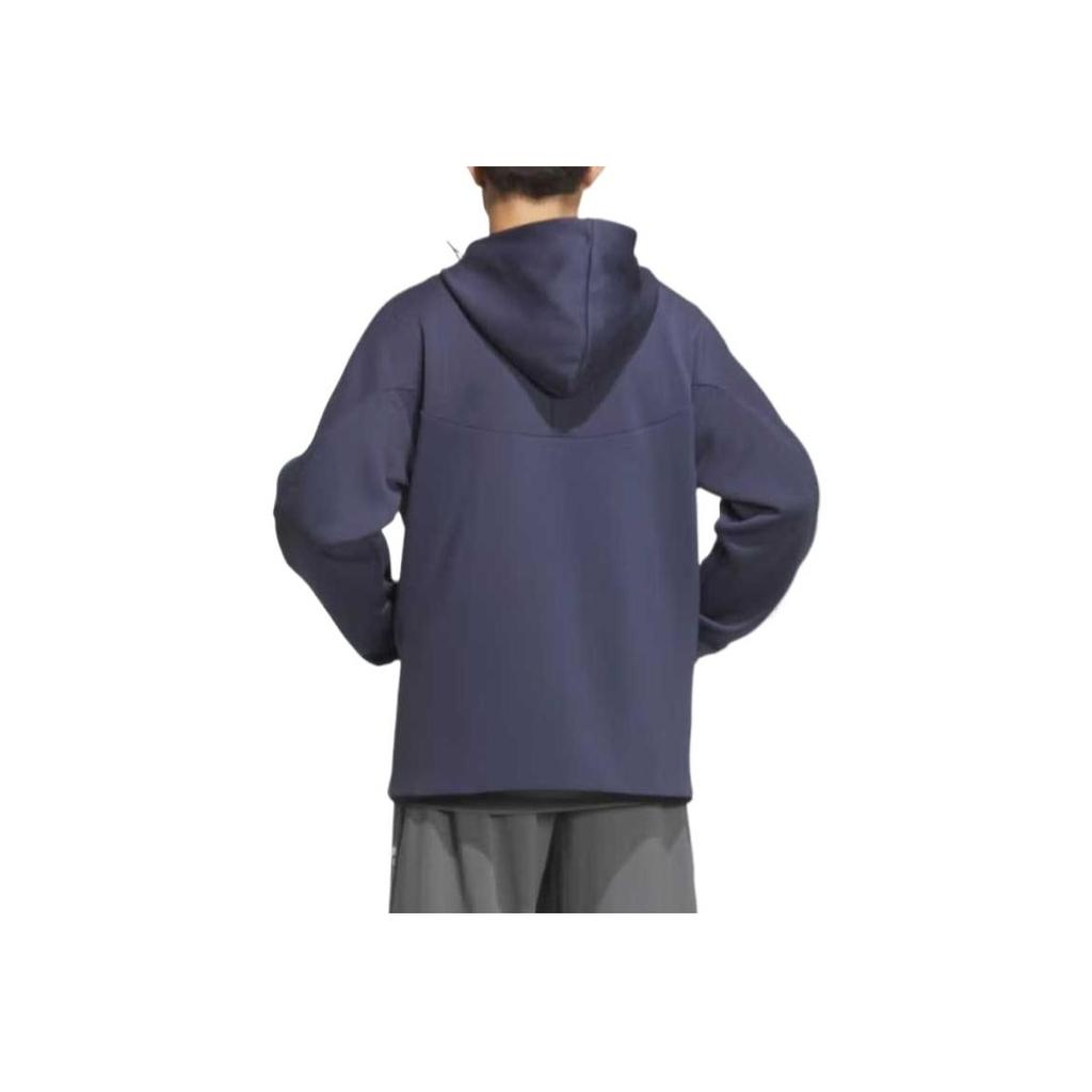 Adidas FOS Series Casual Hooded Comfortable Fashionable Soft Versatile Jacket Unisex Jacket Navy-Blue Bright-White JW9084