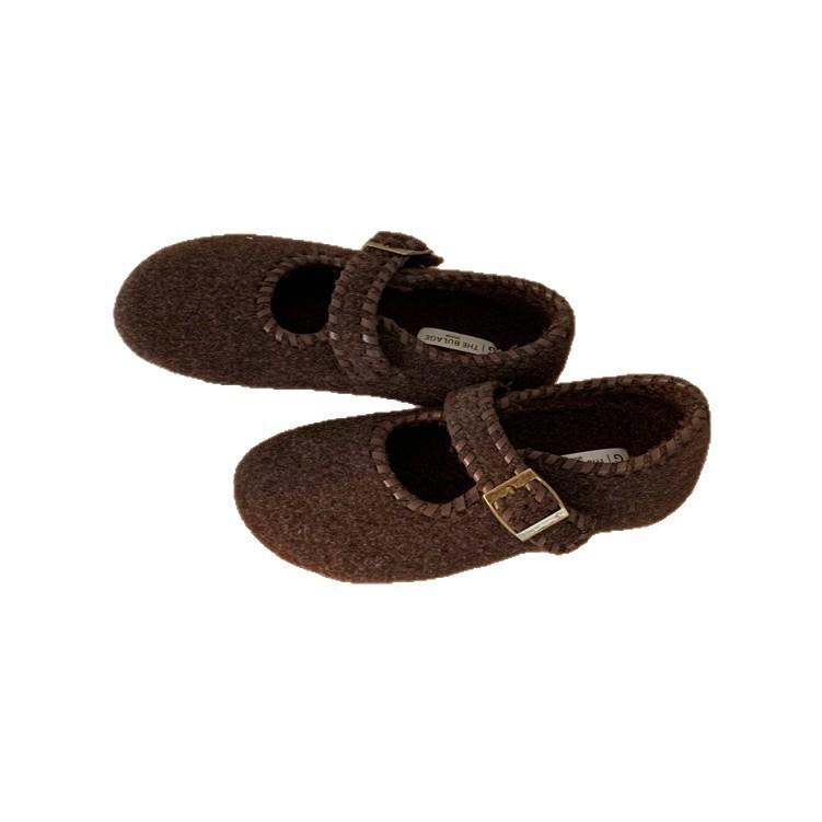 2025 autumn and winter new round head with velvet thick-soled warm women's cotton shoes fashion woven women's single shoes