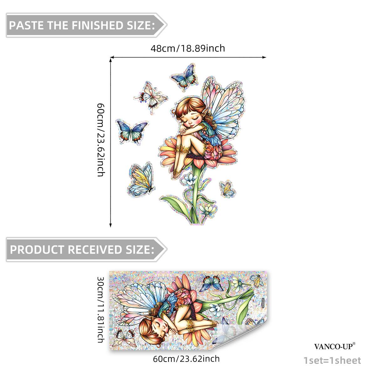 

Xc6030 Бабочка Цветок Фея Красочный Ловец Солнца Наклейка на Окно Электростатическая Наклейка на Стекло Двусторонняя Визуальная Электростатическая Наклейка