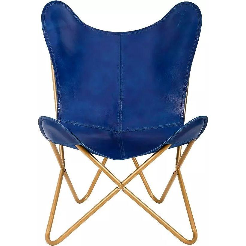 

Синее кожаное кресло-бабочка Кожаное кресло с акцентом Складное кресло для гостиной BKF