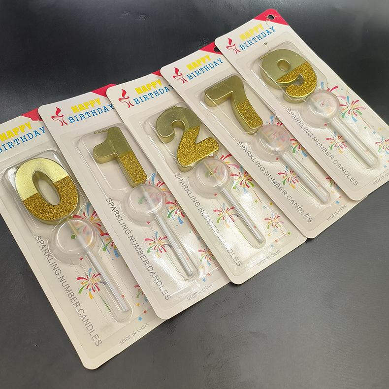 Atmospheric Digital Candle Creativity 0-9 Number Birthday Candle Cake Decoration Golden Glitter Candle