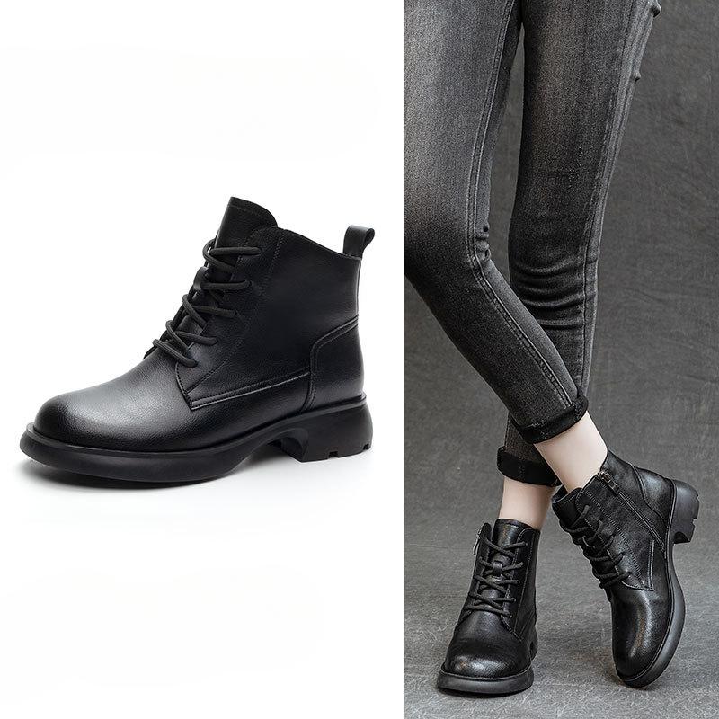 Retro Boots and Women's Shoes Are Versatile The Chunk-heeled Thick-soled Boots Are Breathable and Anti-slip
