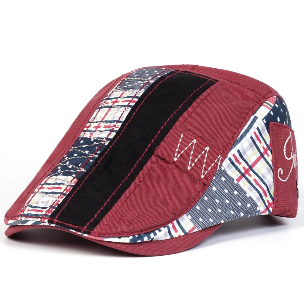 Unisex Colorful Fabric Splicing Newsboy Caps British Painters Hats Spring Autumn Octagonal Cap Hip Hop Berets Hat