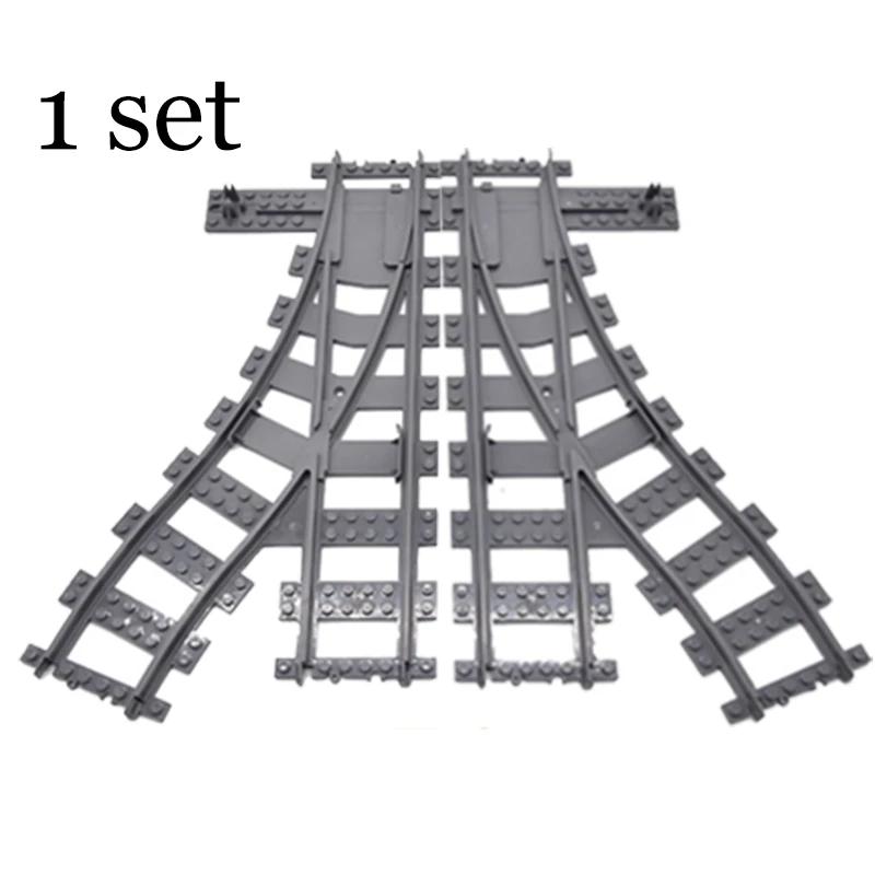 City Train Parts Tracks Train Station Bricks Railway Buffer Stop Model Rails Straight Curved Railways Building Blocks MOC Toys