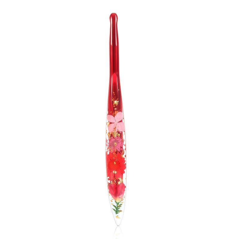 Set of 9 Colored Anodized Aluminum Crochet Hooks with Creative Resin Handles and Exquisite Flower Design