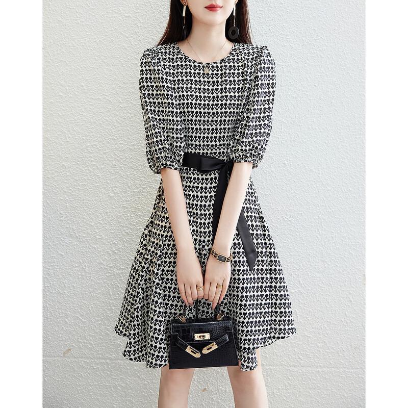 

Women s Floral Lace-up Puff Sleeve Midi Dress XL