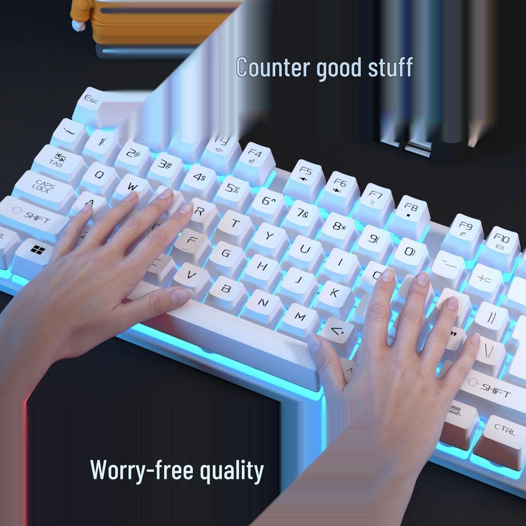 USB Wired Gaming Keyboard & Mouse Set - Mechanical Feel, Universal for Desktop & Laptop