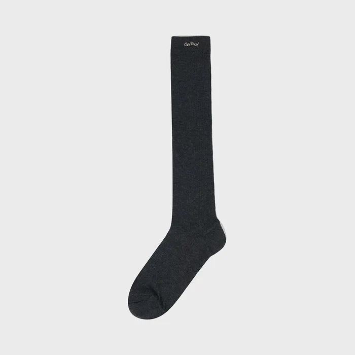 Clover Heart Sheer Knee Socks Dark Gray