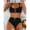 European and American Sexy Bikini Swimsuit Women's Tight Chest Gathered Halter Swimsuit