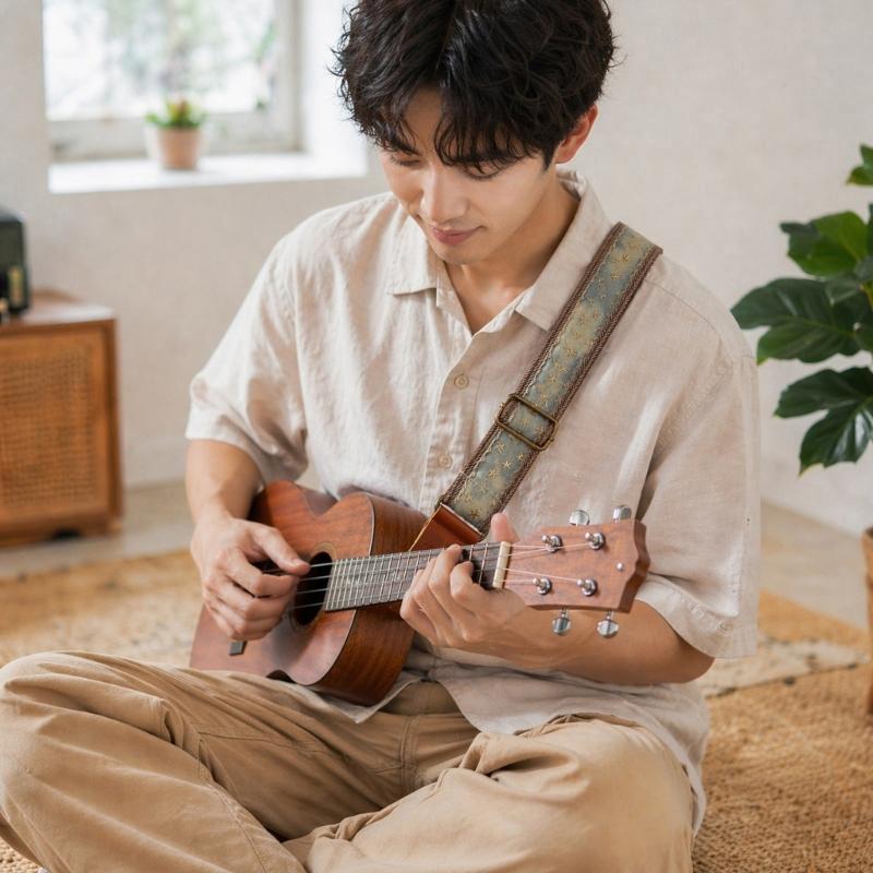 Cowboy Star Pattern Ukulele Strap Leather Adjustable Shoulder Strap Acoustic Ukulele Belt for Comfortable Playing
