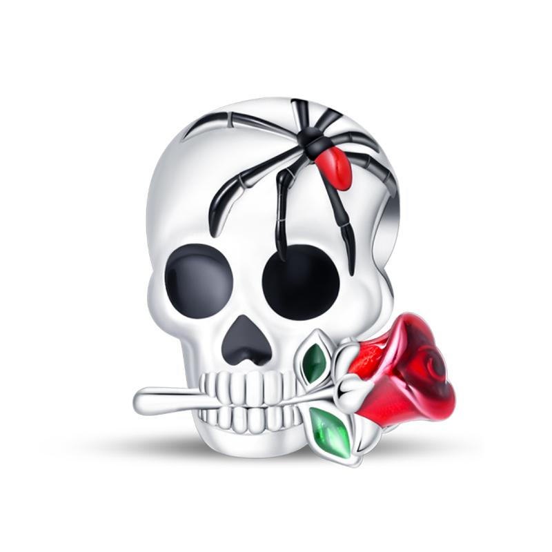 Brand New Copper Metal Rose Romantic Butterfly Skull Charm Bead Components Bead Components Compatible With 3mm Authentic Original Bracelet High