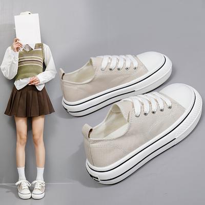 Spring New Canvas Shoes Female Students Wear Platform Casual Shoes Ins Trendy Sneakers Female