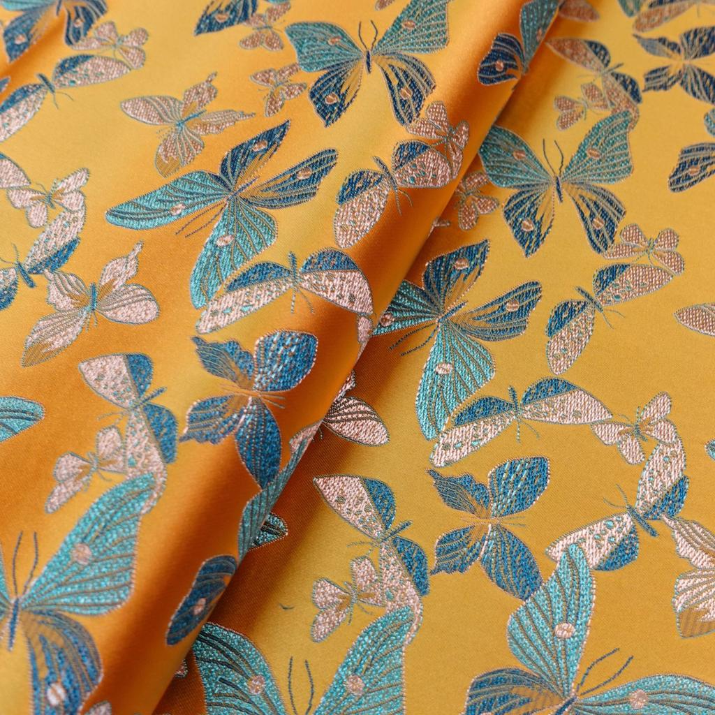 Embossed Jacquard Fabric Butterfly Design Sewing Material Cheongsam Dress Garment Fabric Wide 114cm Sold By Meter