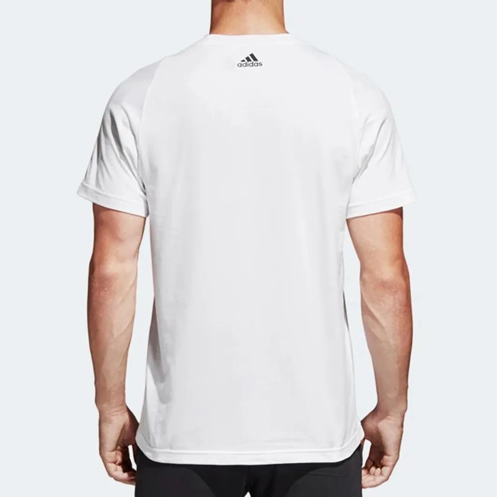 Adidas Sports Casual Knitted Breathable Round Neck Short Sleeve T-Shirt Men Tops White B47358