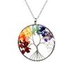 7-Color Natural Crystal Stone Tree of Life Pendant Necklace