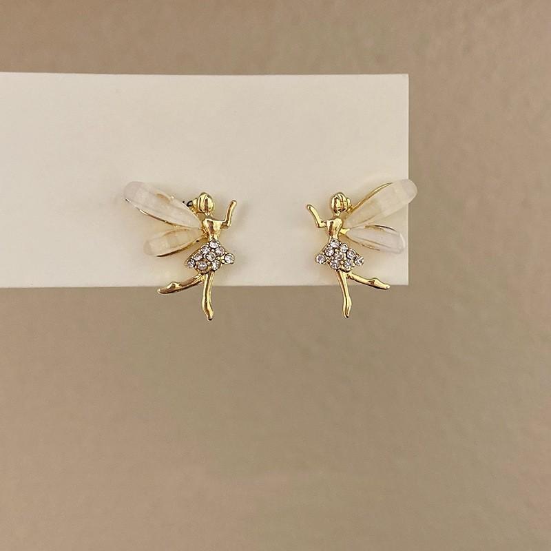 

Korean Style Cute Fairy Earrings , Fashionable Novelty Lightweight Minimalist Ear Studs for Daily Wear золотой
