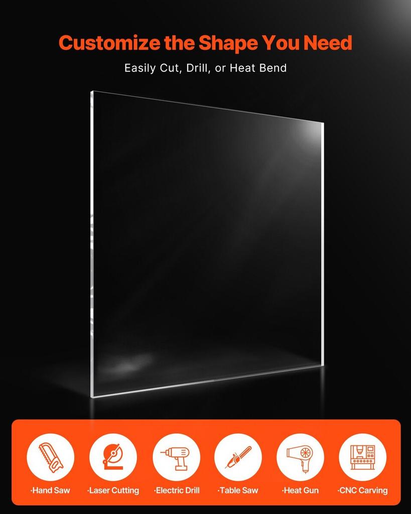 1-Pack Plexiglass Acrylic Sheet 36 x 48 Inch Plastic Sheet 1/4 Inch Thick