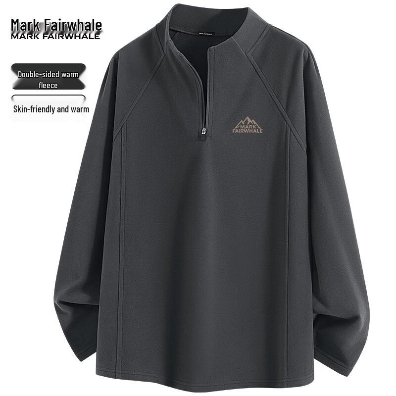 Mark Fairwhale Men s Warm Fleece Half-Zip Stand Collar T-Shirt 2XL