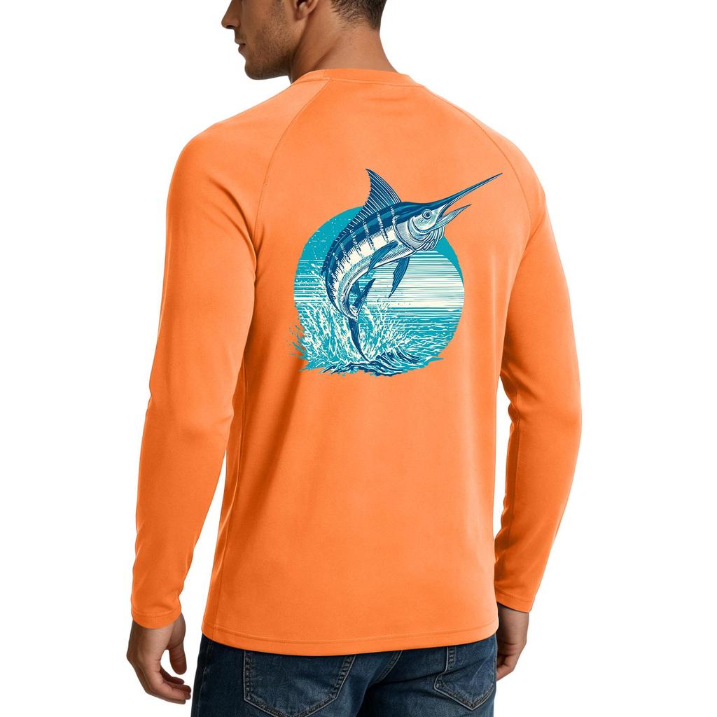 Men's UPF50+ Sun Protection Long Sleeve Shirt Stretch Outdoor Fishing Sports Top Lightweight Breathable Quick Dry Fabric