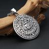 Vintage Ethnic Black Pattern Mayan Symbol Pendant Necklace For Men Stainless Steel Fashion Biker Heavy Jewelry