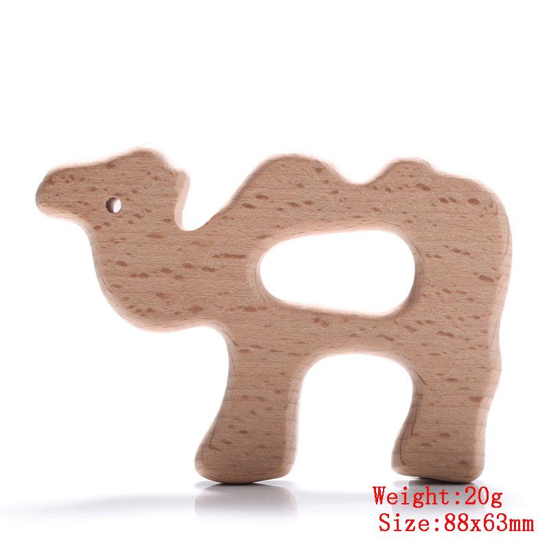 5Pcs/Lot Baby Pacifier Chain Chew Accessories Animal Shape Natural Beech Teething Wooden Teether Pendant Accessories