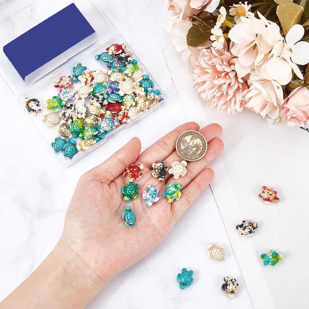 10/30/50 Pcs of Colorful Turtle Beads, Loose Turtle Beads, Turquoise, Marine Animals, Turtle Spacing Beads, DIY Crafts, Jewelry Necklaces, Bracelets