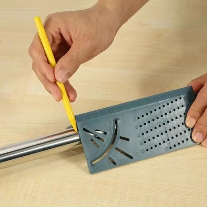 90 Degree Line Drawing Ruler T-shaped Ruler Multi-function Marking Hole Fixing Woodworking Angle Ruler Protractor Multi-function