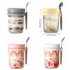 Hoher Borosilikatglas Overnight Oats Becher Haferflockenbehälter Mit Deckel Und Hängendem Löffel Für Frühstück Büro Fitnessstudio