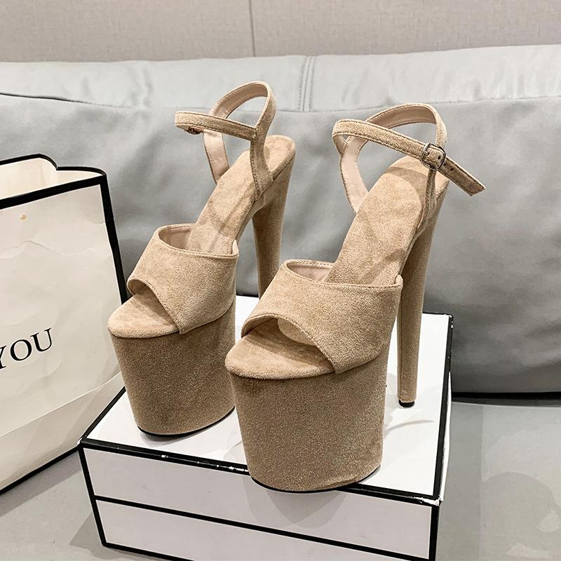 

20см Сексуальные женские туфли для танца на пилоне, туфли-лодочки, для вечеринки, клуба, платформа, туфли на высоком каблуке, летние босоножки с открытым носком 43 хаки