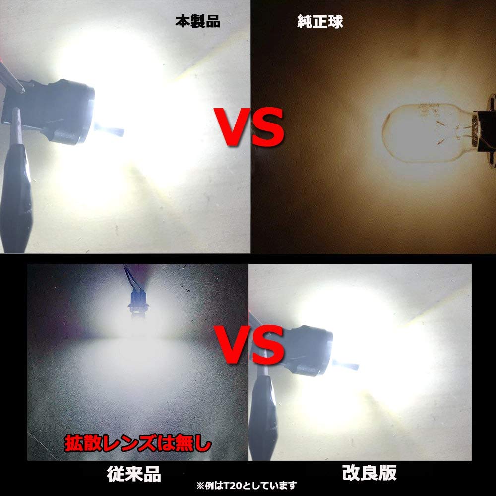 2 LED Bulbs LM-C1 DC12V T20 Double Back Lamp Tail Lamp Brake Lamp Diffused Lens Non-polarized 3030 Chip White