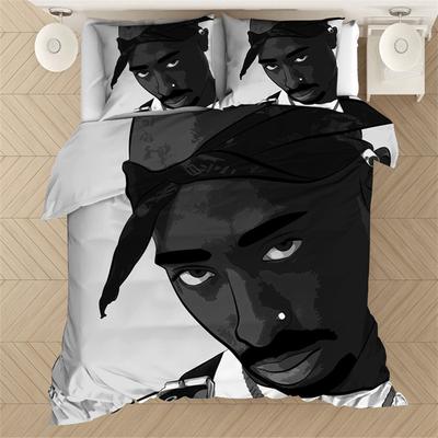 Conjunto de Cama Estampado em 3D Rapper Tupac 2Pac Capas de Edredom Fronhas Edredom Conjunto de Cama Roupa de Cama 01