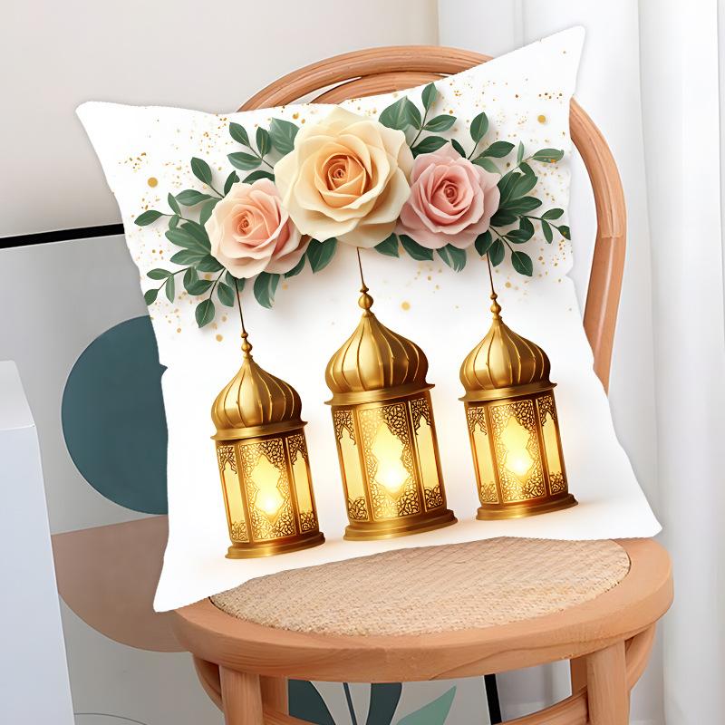 Golden Moon Print Throw Pillow Cover Holiday Decoration Middle Eastern Home Sofa Decoration Cushion Cover