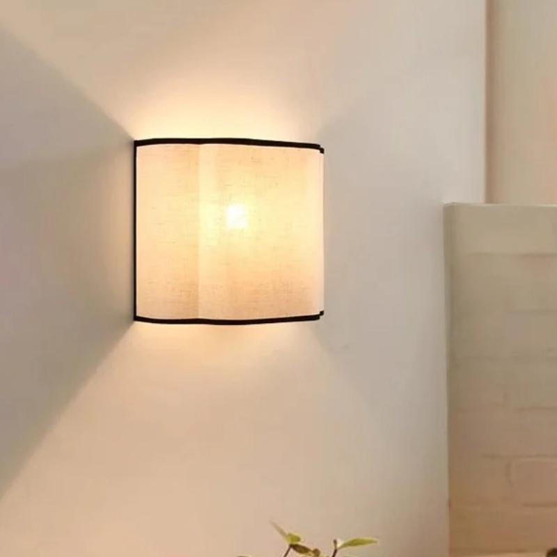 Creative Simple LED Fabric Lampshade Wall Lamp Bedroom Bedside Lamp Living Room Background Wall Corridor Crossing Lamp