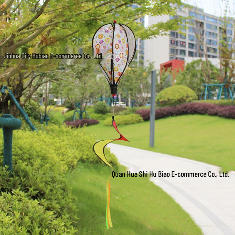 Rainbow Hot Air Balloon Wind Spinner: Rotating Seven-Color Garden Pinwheel with Sequins for Outdoor Decoration