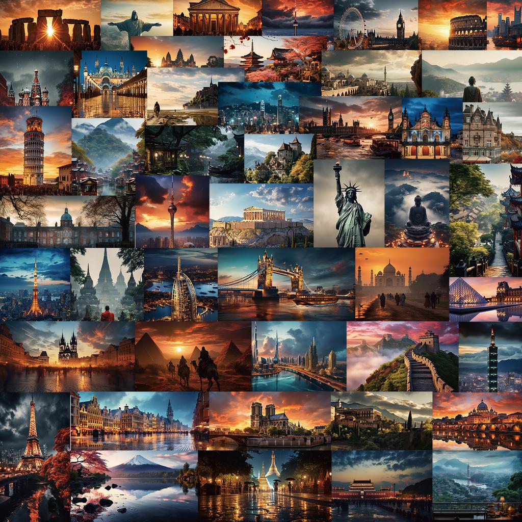 50PCS World Landmark Travel Sticker Classic Toy Tag DIY Gift Sealing Label Children Label Thank You Stickers Decoration Supplies