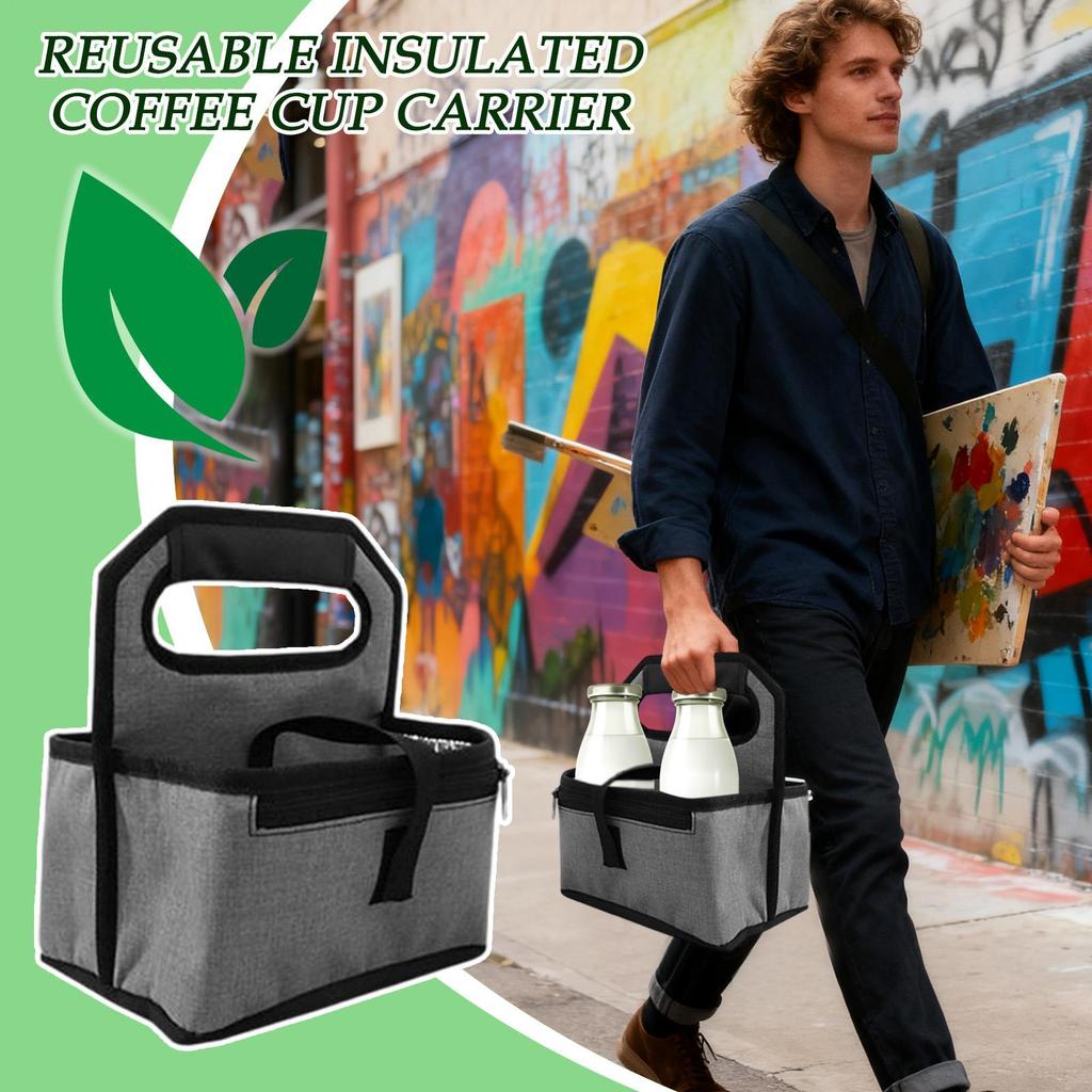 Drink Carrier for Delivery Insulated Foldable Drinking Holder Drink Carrier With Handle for Daily Commuting Outdoor Activities