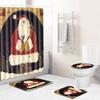 Christmas Shower Curtain Floor Mat Combination Four-Piece Set Bathroom Toilet Carpet Shower Room Mat Foot Mat