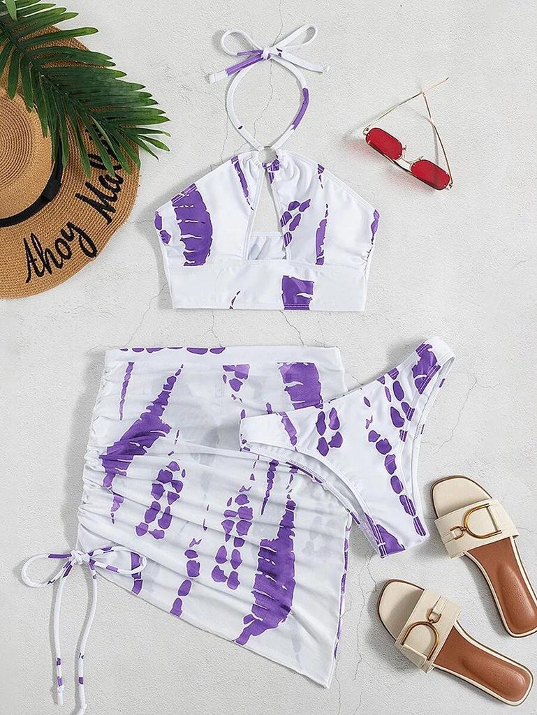 2022 Sexy Printed Three-Piece Bikini Swimwear for Women