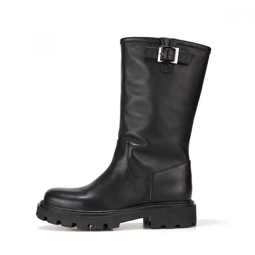 Barbara Chunky Leather 4cm Half Boots Bbg852bk