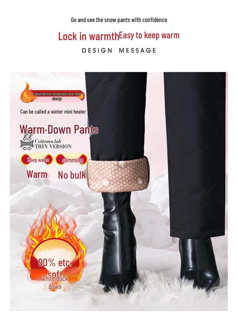 Winter Fleece-Lined Warm Cotton Pants for Moms - Thick, Cold-Proof, Straight-Leg, Ideal for Middle-Aged and Elderly with Duck Down Filling
