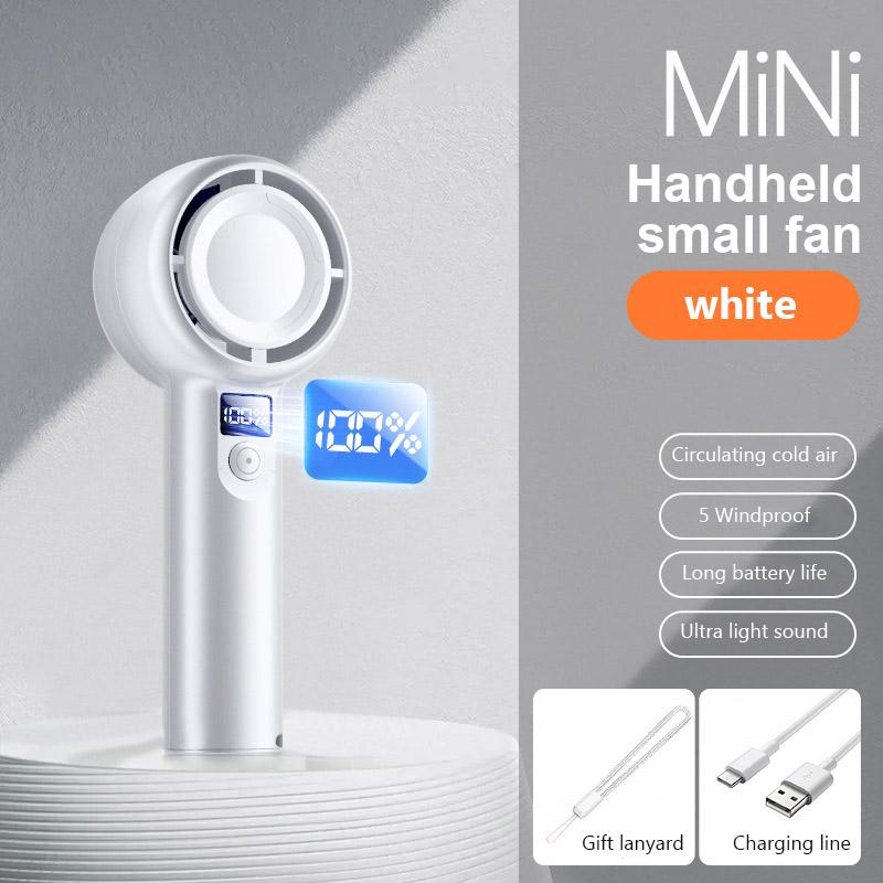 NEW Mini Handheld Fan USB Rechargeable Hand Fan Portable Low Noise Cooling Fan with Digital Display Five Wind Power Adjustable