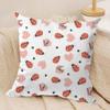 Cute Ladybug Wildflower Pattern Cushion Cover Silky Short Plush Invisible Zipper Dustproof Sofa Pillow Case for Home Decor
