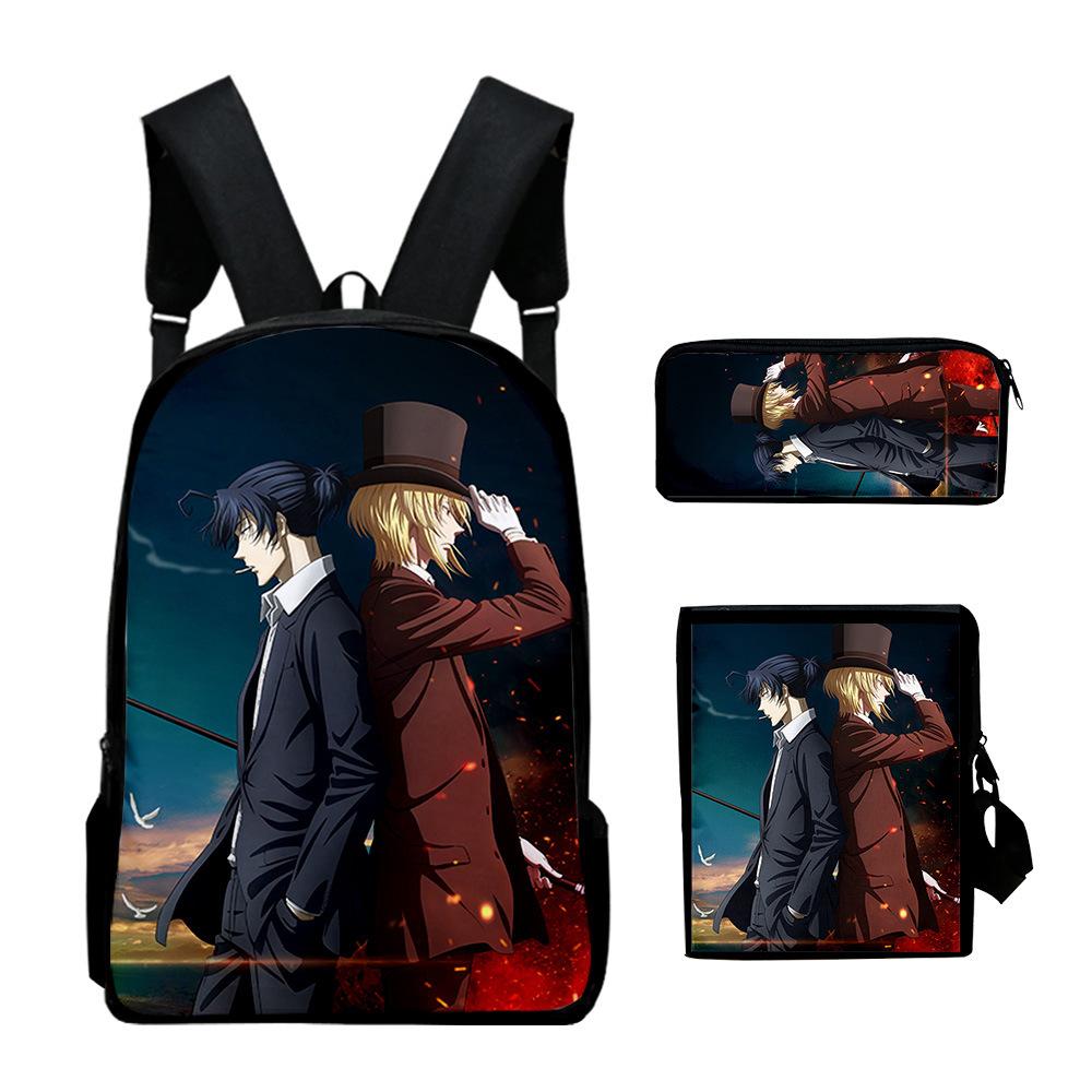 Classic Novelty Moriarty the Patriot 3D Print 3pcs/Set School Bags Laptop Daypack Backpack Inclined Shoulder Bag Pencil Case