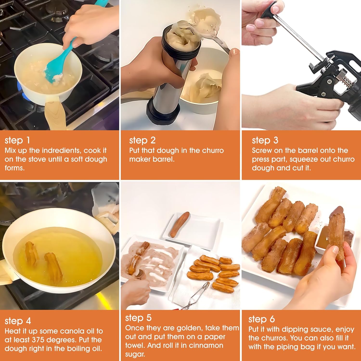 Churro Maker Machine, 21-Piece Stainless Steel Churro Gun Kit, Churros Maker Gun, Cookie Press Set, Hollow Churro, Spritz Cookie Press Gun with