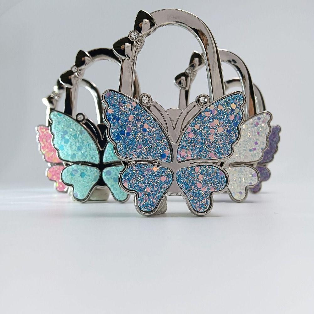 Fashion Butterfly Handbag Hook for Women Portable Foldable Table Hanger Durable Creative Purse Hook for Table