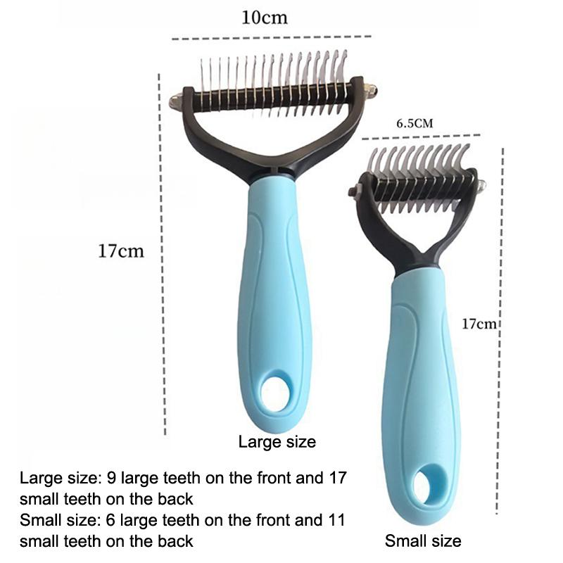 Dual Side Pet Deshedding Brush Efficient Dematting Dog Cat Hair Remover Tool for Pet Owners Grooming Supplies